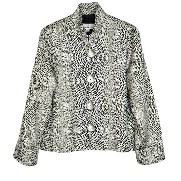 Caroline Rose Gold Chain Metallic Jacket Blazer SZ M - Picture 2 of 4